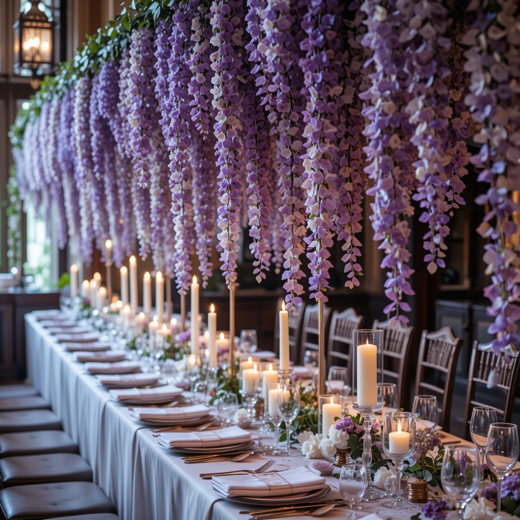 Cascading Wisteria and Candlelight