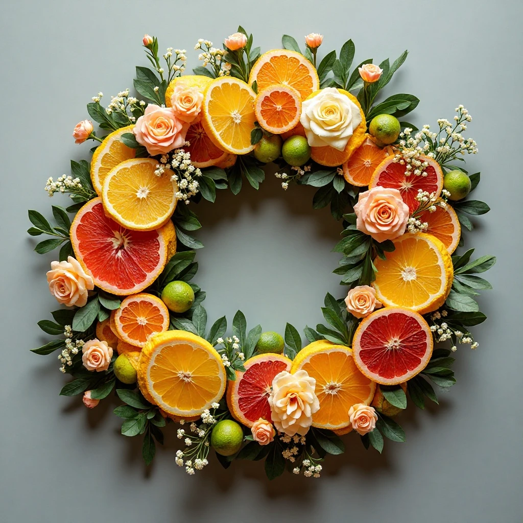 Citrus Wheel and Floral Wreath