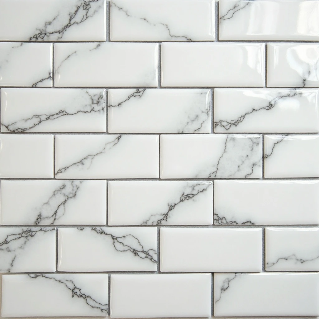 Classic White Subway Tile with Dark Grout