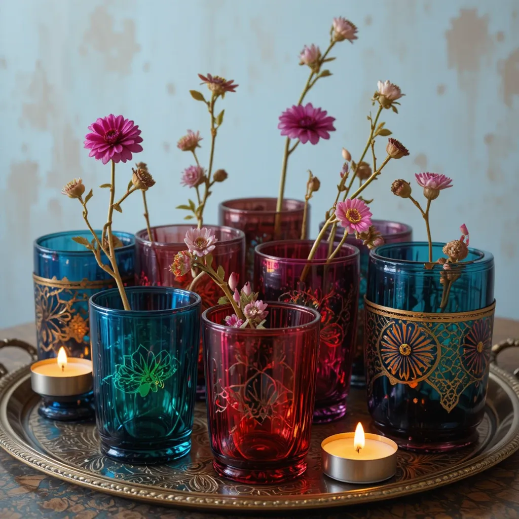 Colorful Moroccan Tea Glass Display