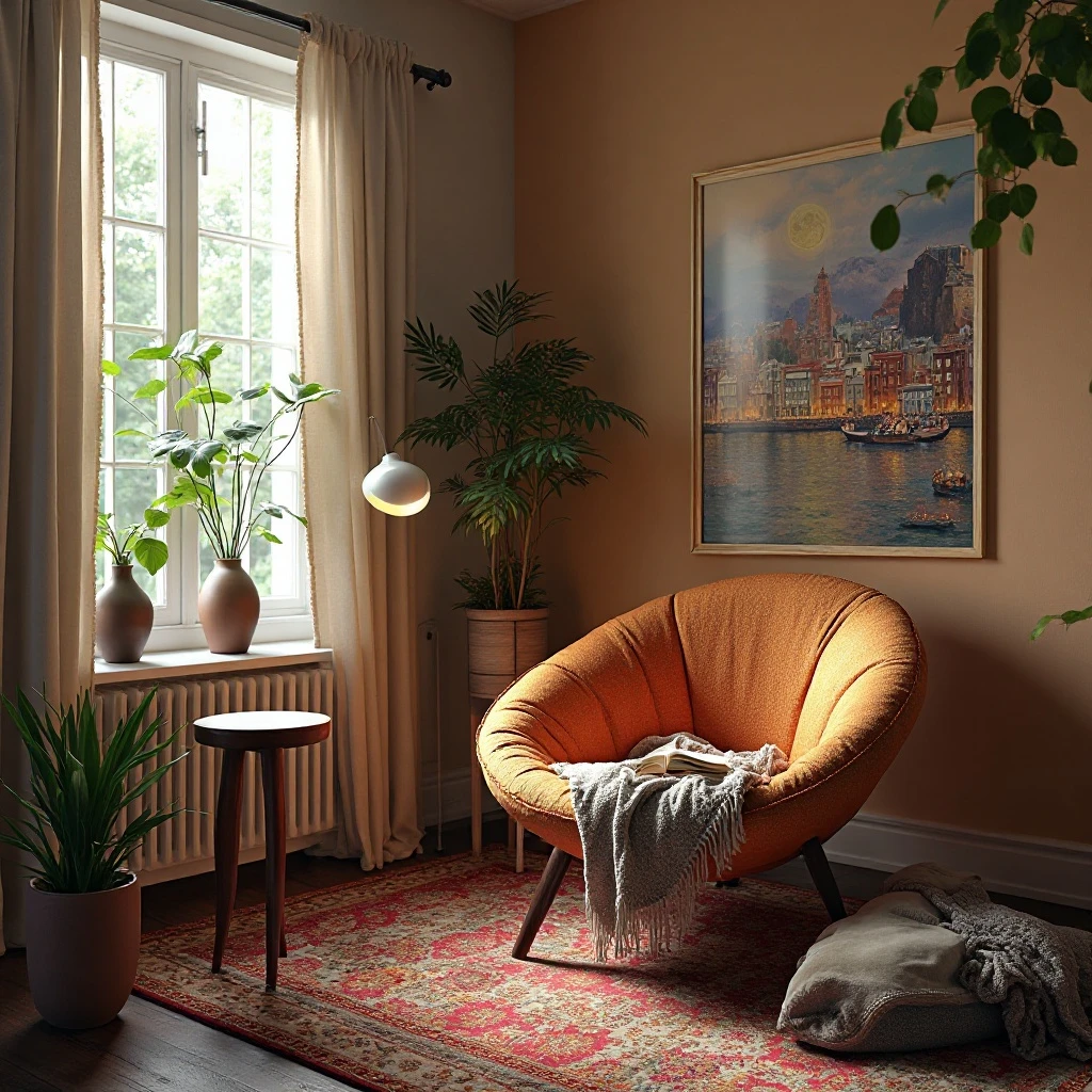 Cozy Reading Nook with Papasan or Saucer Chair