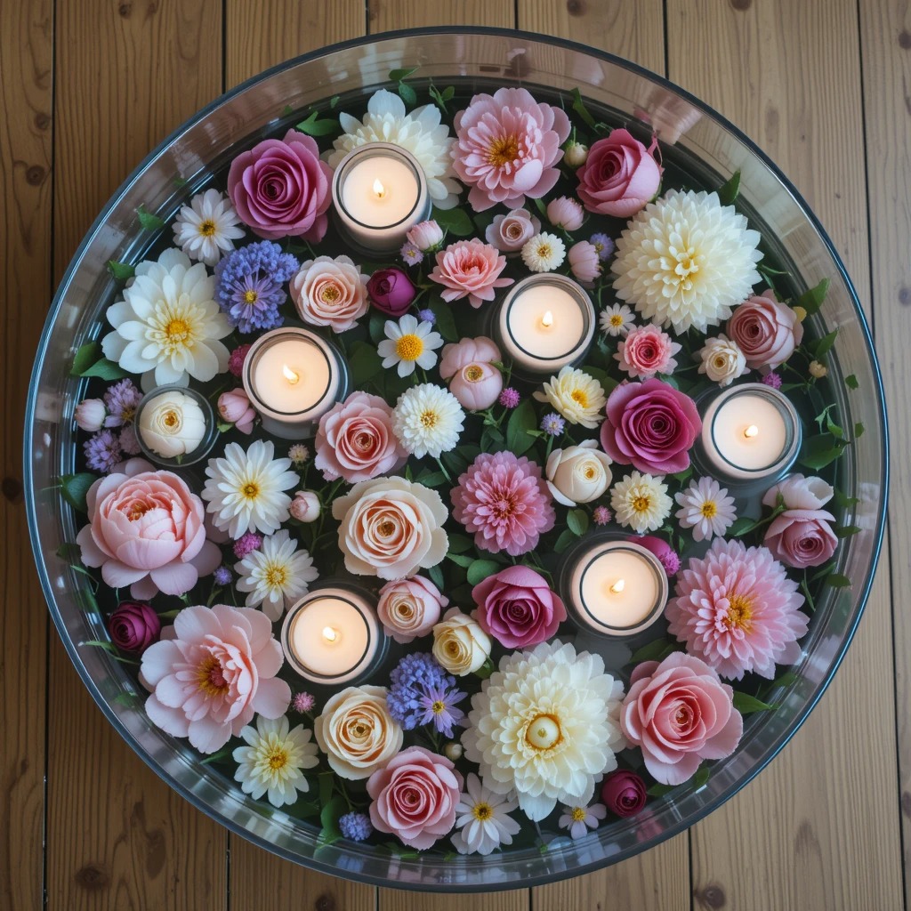 Floating Flower Garden in Shallow Bowl