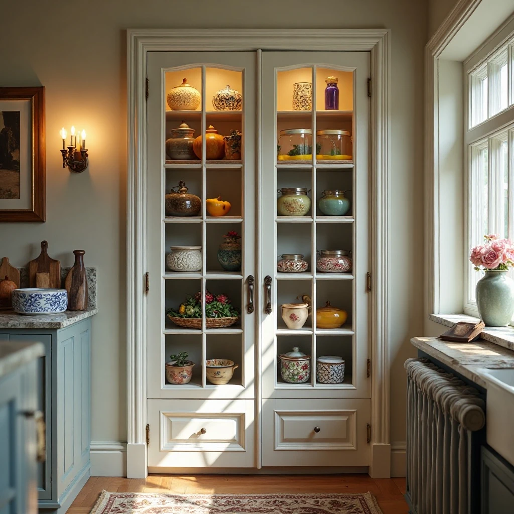 French Door Pantry with Glass Panes