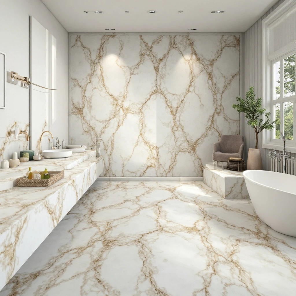 Large Format Marble-Look Porcelain Slabs