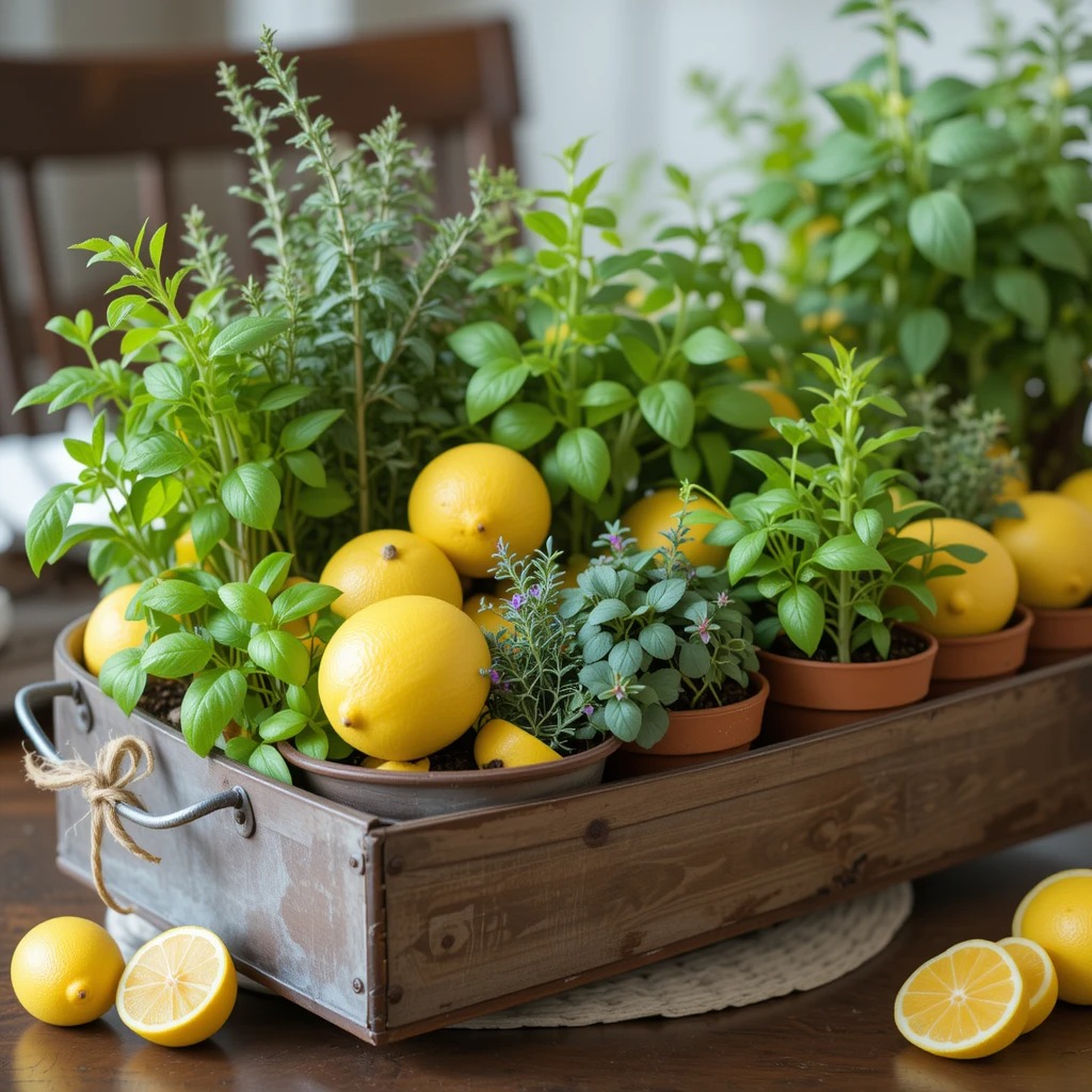Lemon and Herb Garden Centerpiece