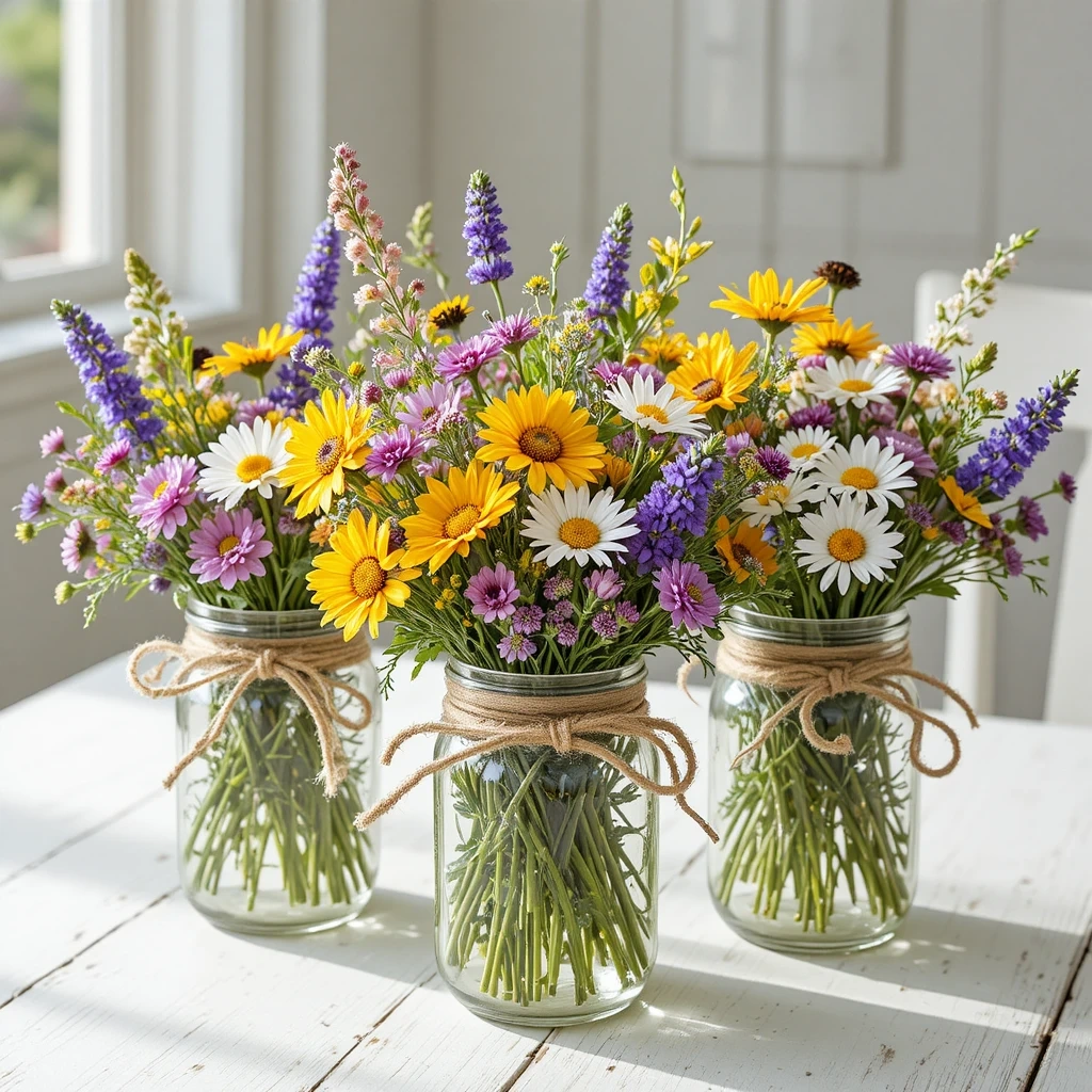 Mason Jar Wildflower Bouquet