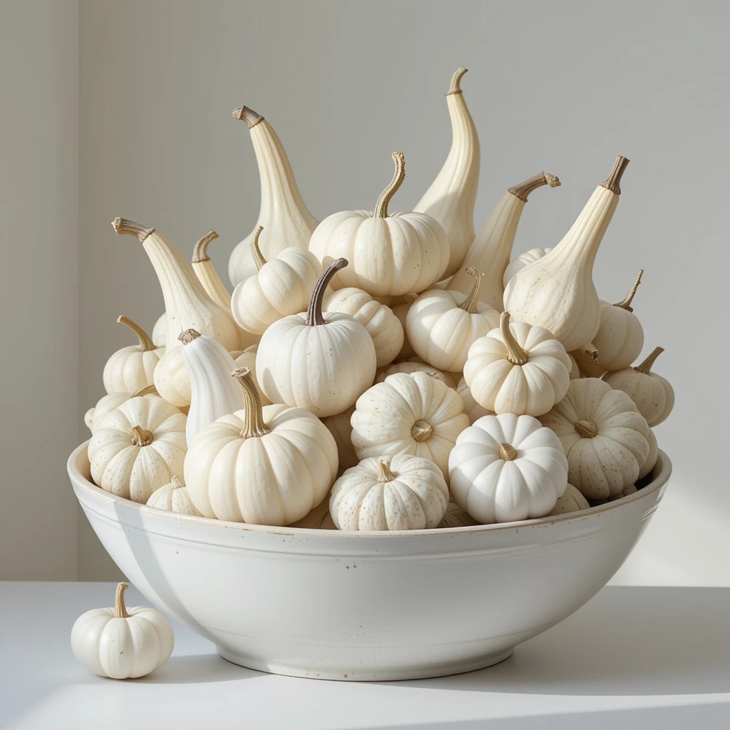Monochromatic White Pumpkin Display