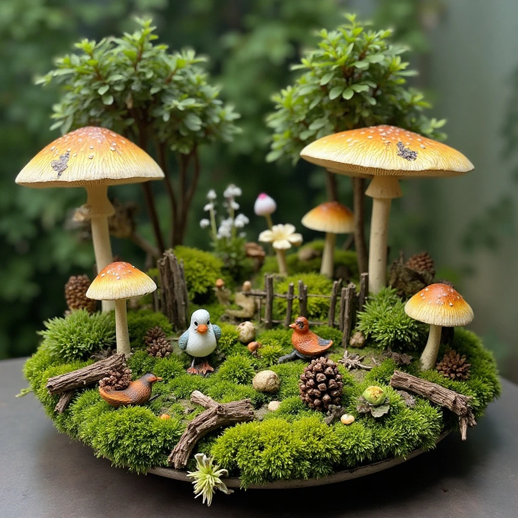Moss and Mushroom Woodland Scene