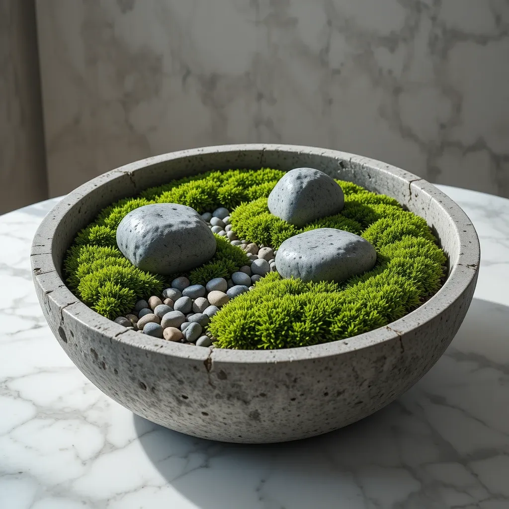 Natural Moss and River Rock Garden