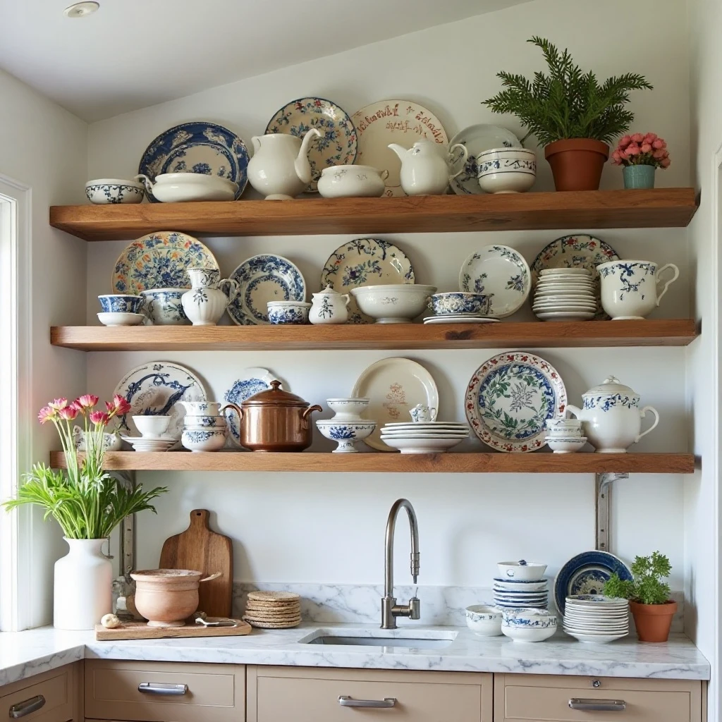 Open Shelving with Displayed Ceramics