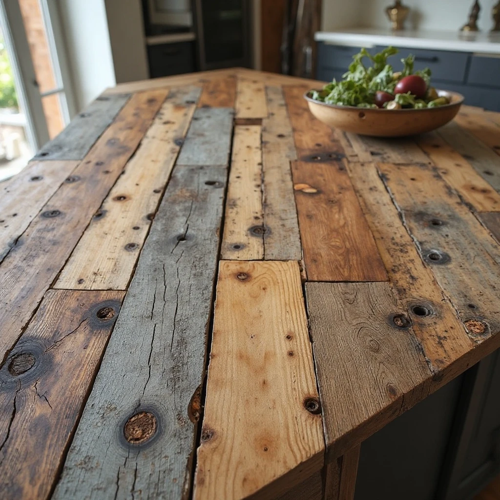 Reclaimed Wood Patchwork Counter