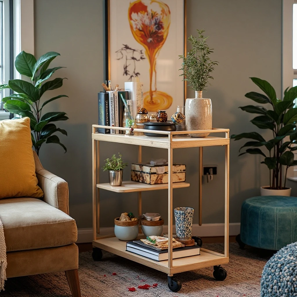 Rolling Bar Cart Station