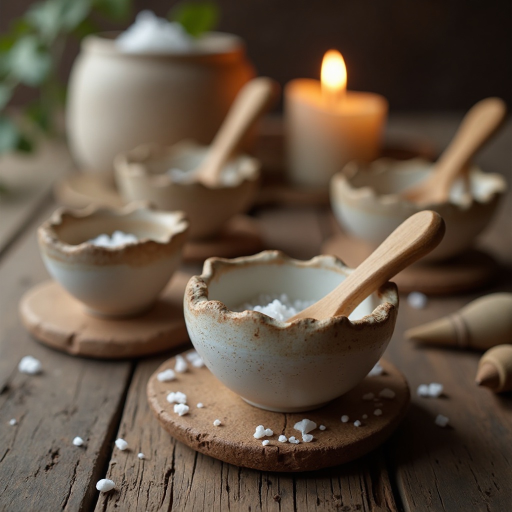 Rustic Salt Cellars with Wooden Spoons