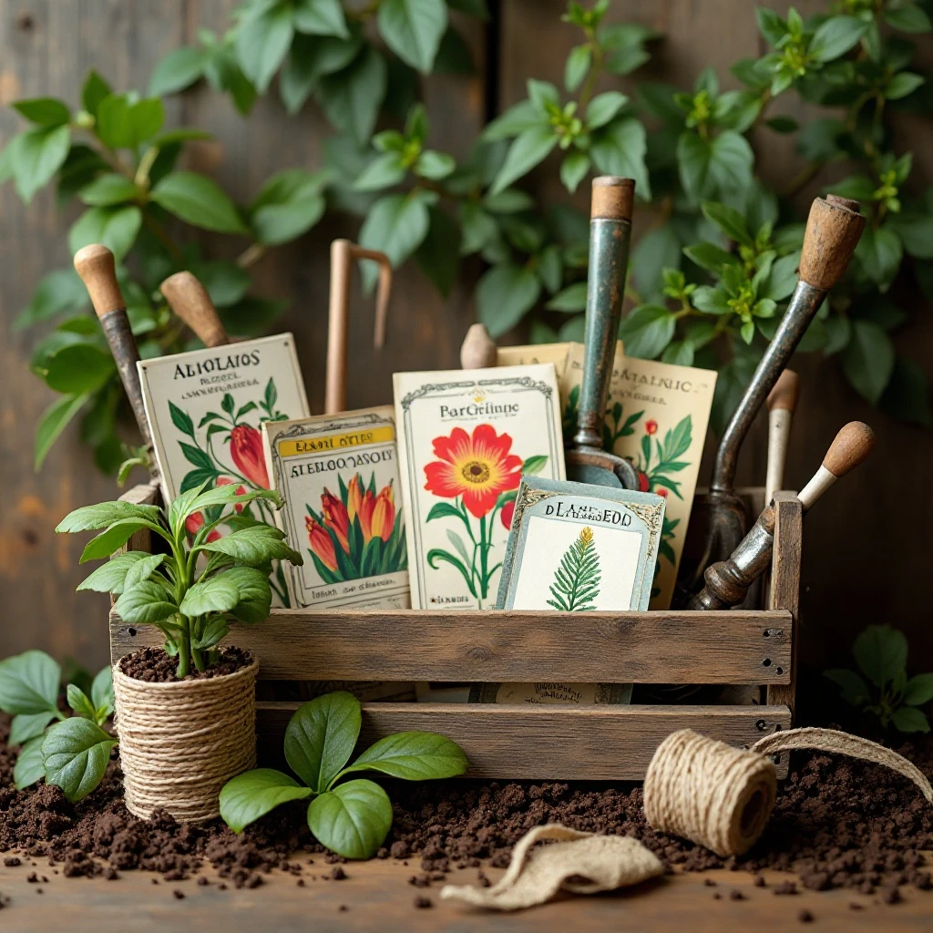 Seed Packet and Garden Tool Display