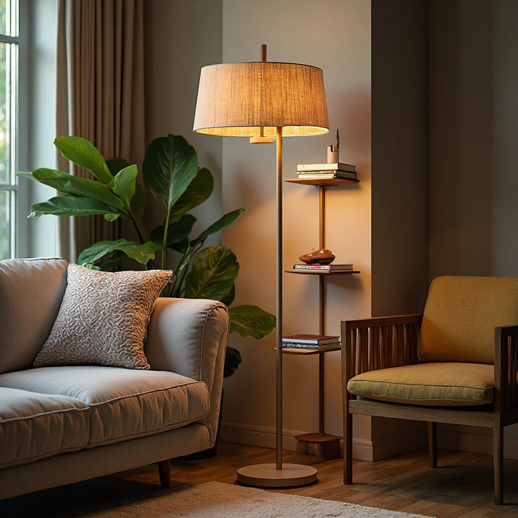 Sleek Shelf Floor Lamp Combo