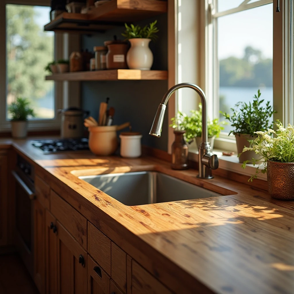 Teak Marine-Grade Counter Near Sink