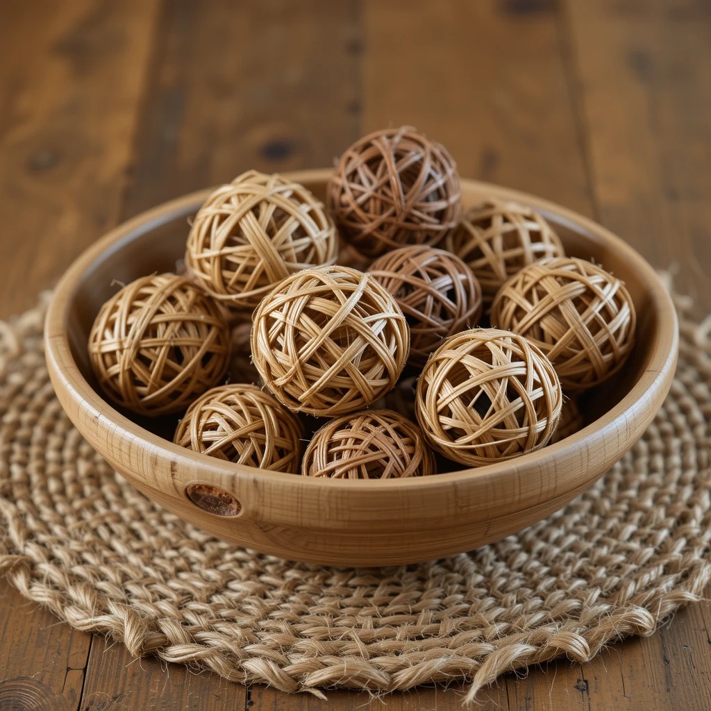 Textured Woven Rattan Balls