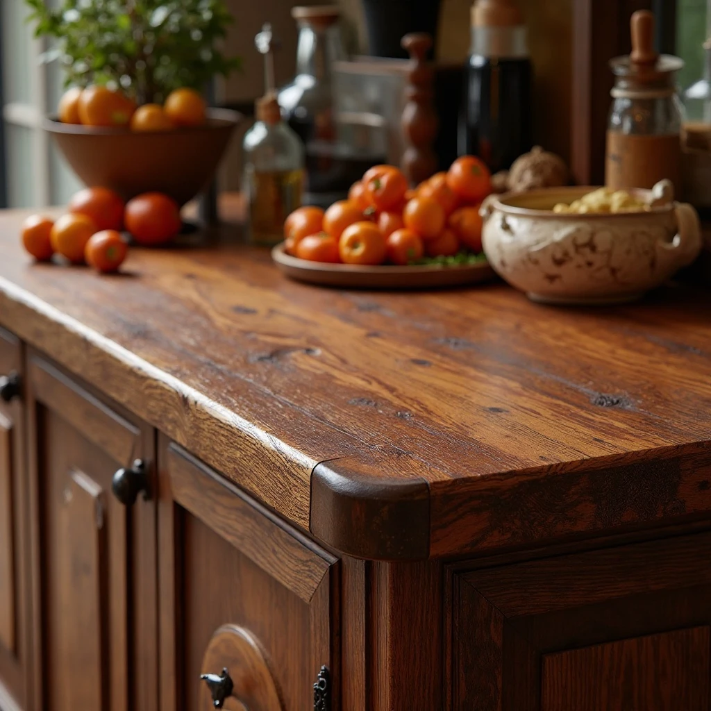 Thick-Cut Cherry Counter with Rounded Edges
