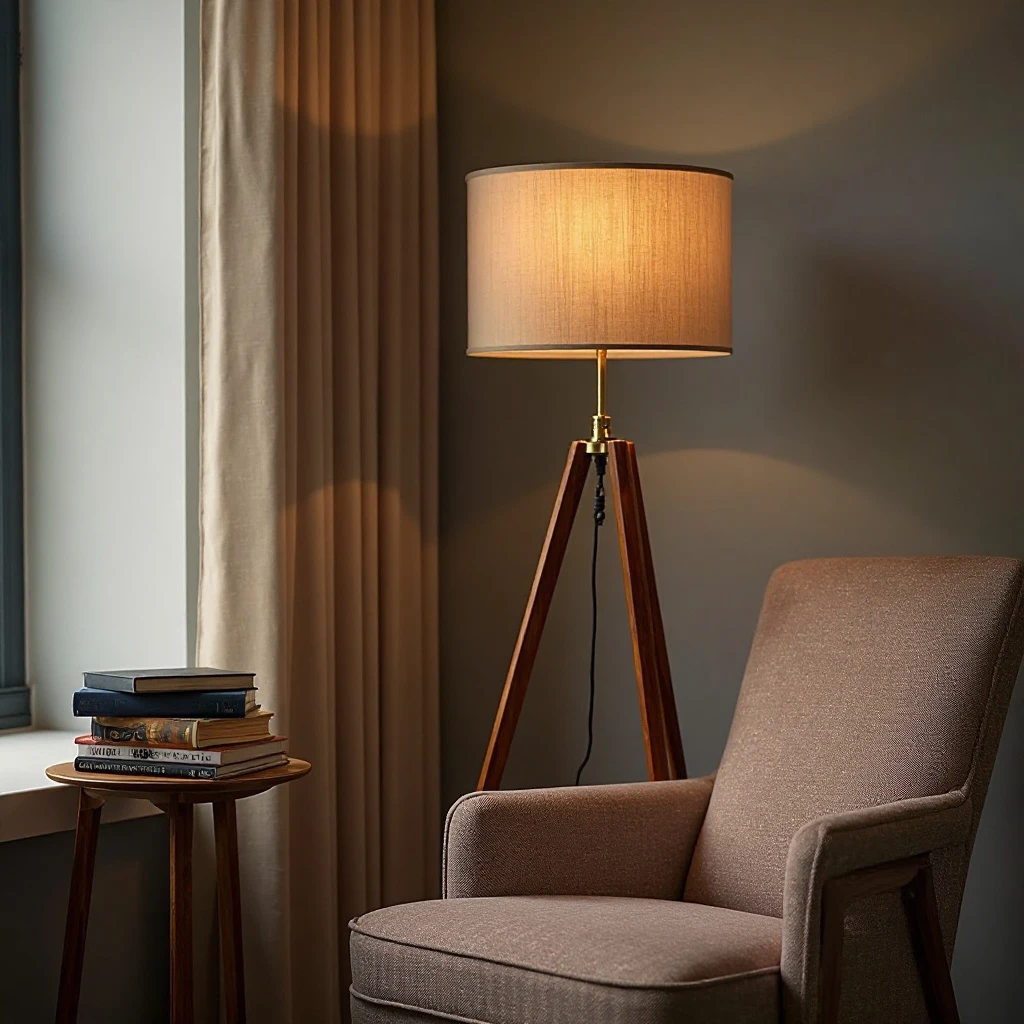Tripod Floor Lamp in Reading Nook