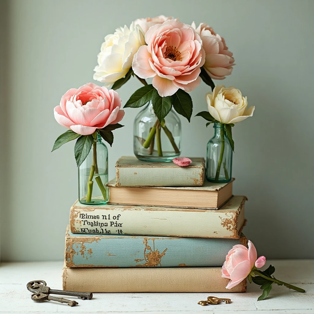 Vintage Books and Botanical Stack