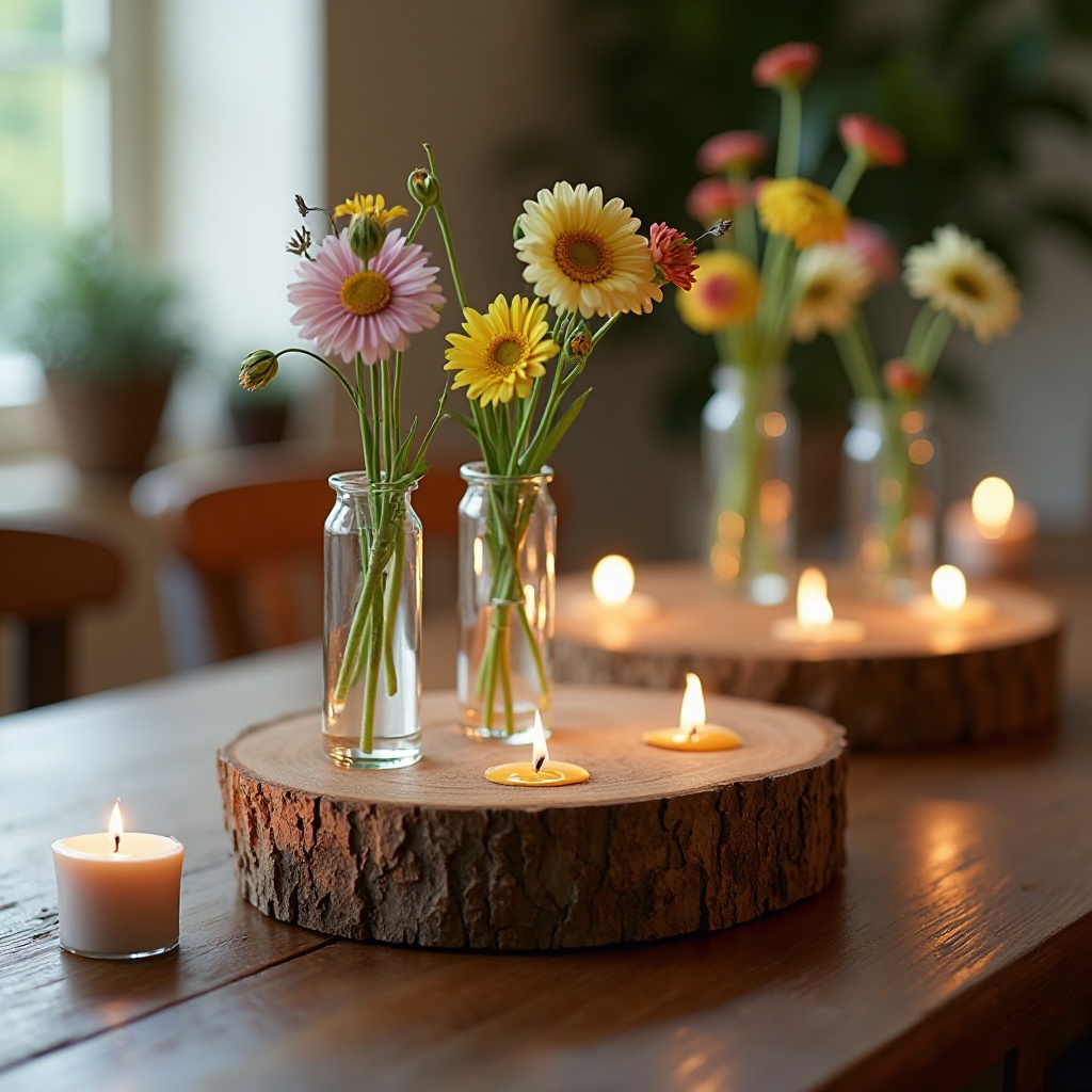 Wooden Bud Vase Holders with Test Tubes