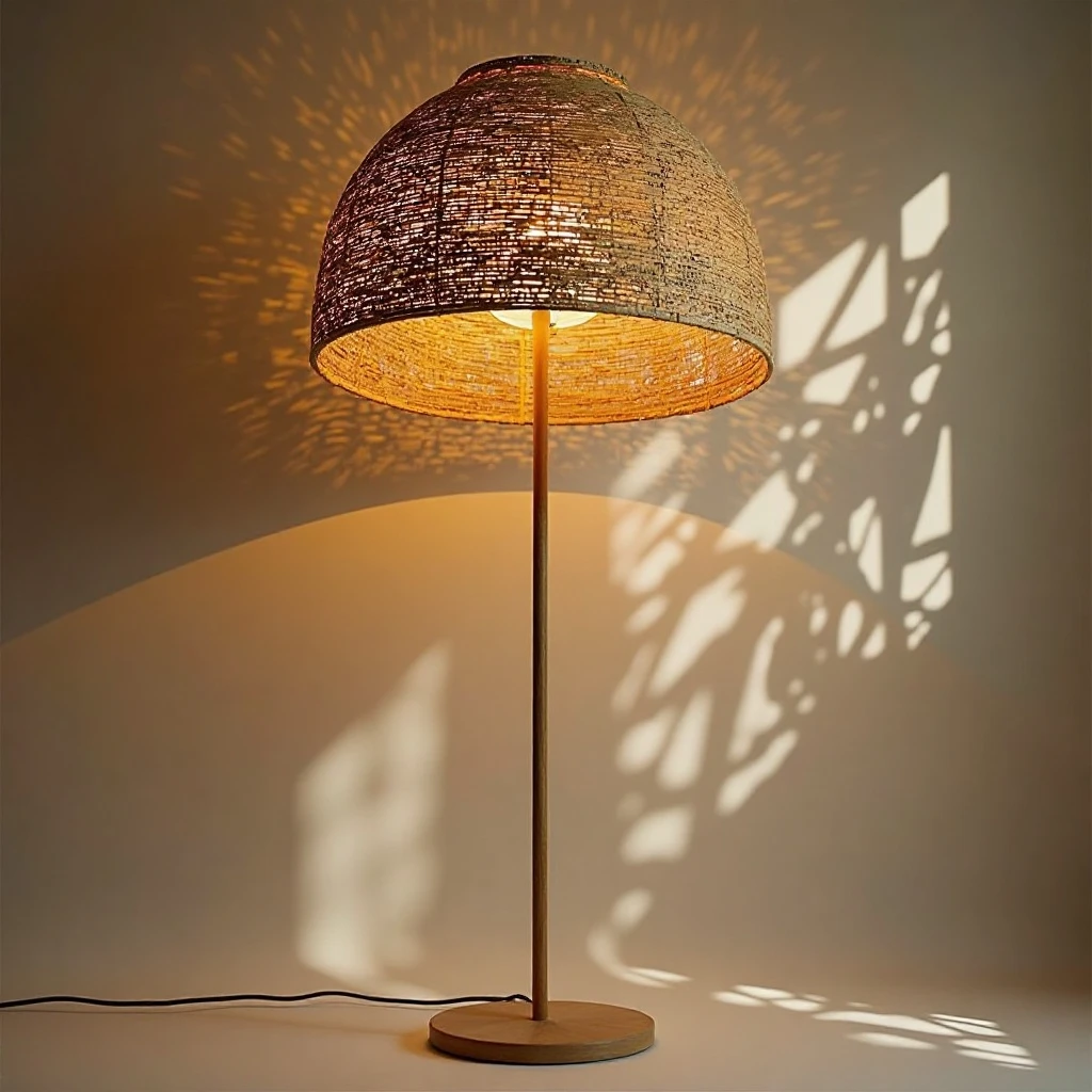Woven Rattan Basket Floor Lamp