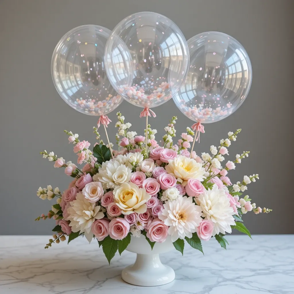 Balloon and Flower Cloud Arrangement