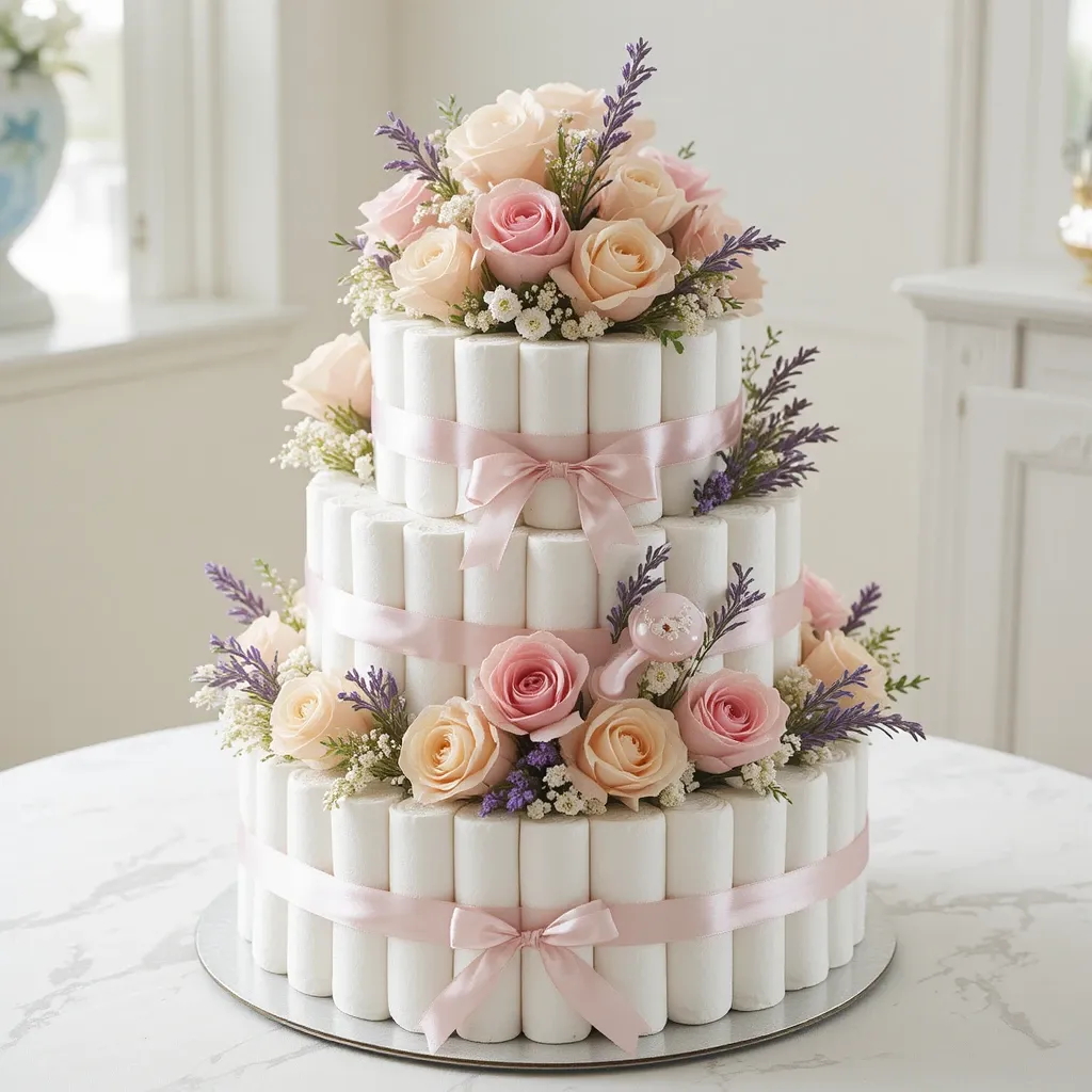 Blooming Diaper Cake Centerpiece
