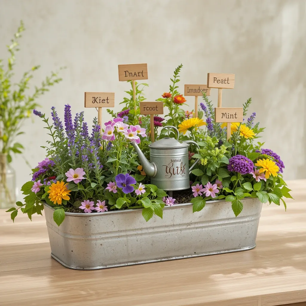Herb Garden Centerpiece with Edible Flowers