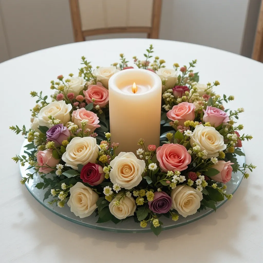 Nested Flower Crown Centerpiece with Candle