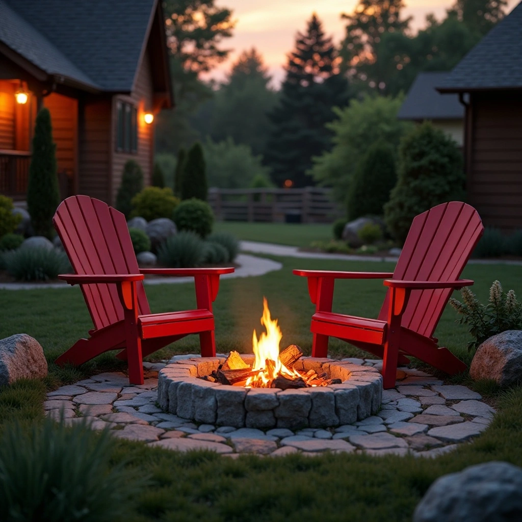 Adirondack Chair Pair with Fire Pit
