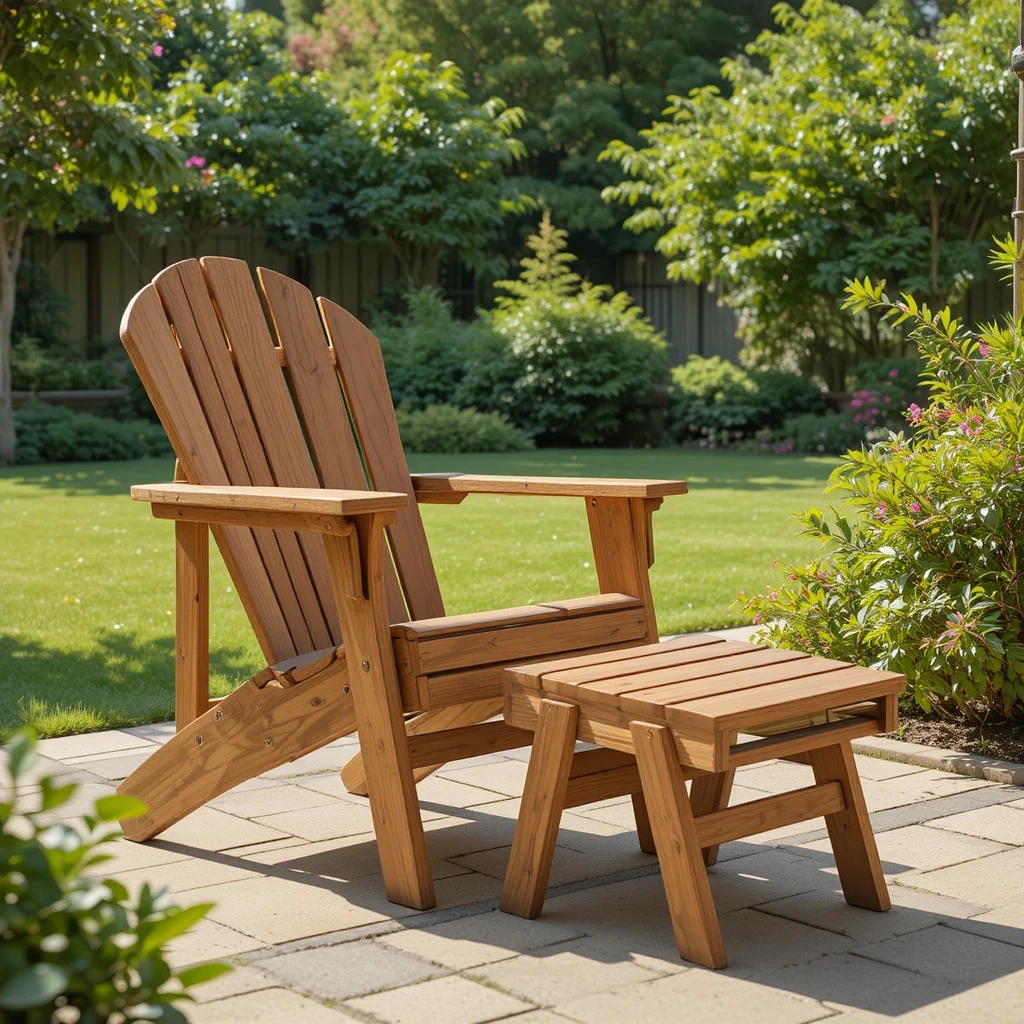 Adirondack Chair with Built-In Footrest (Ottoman)