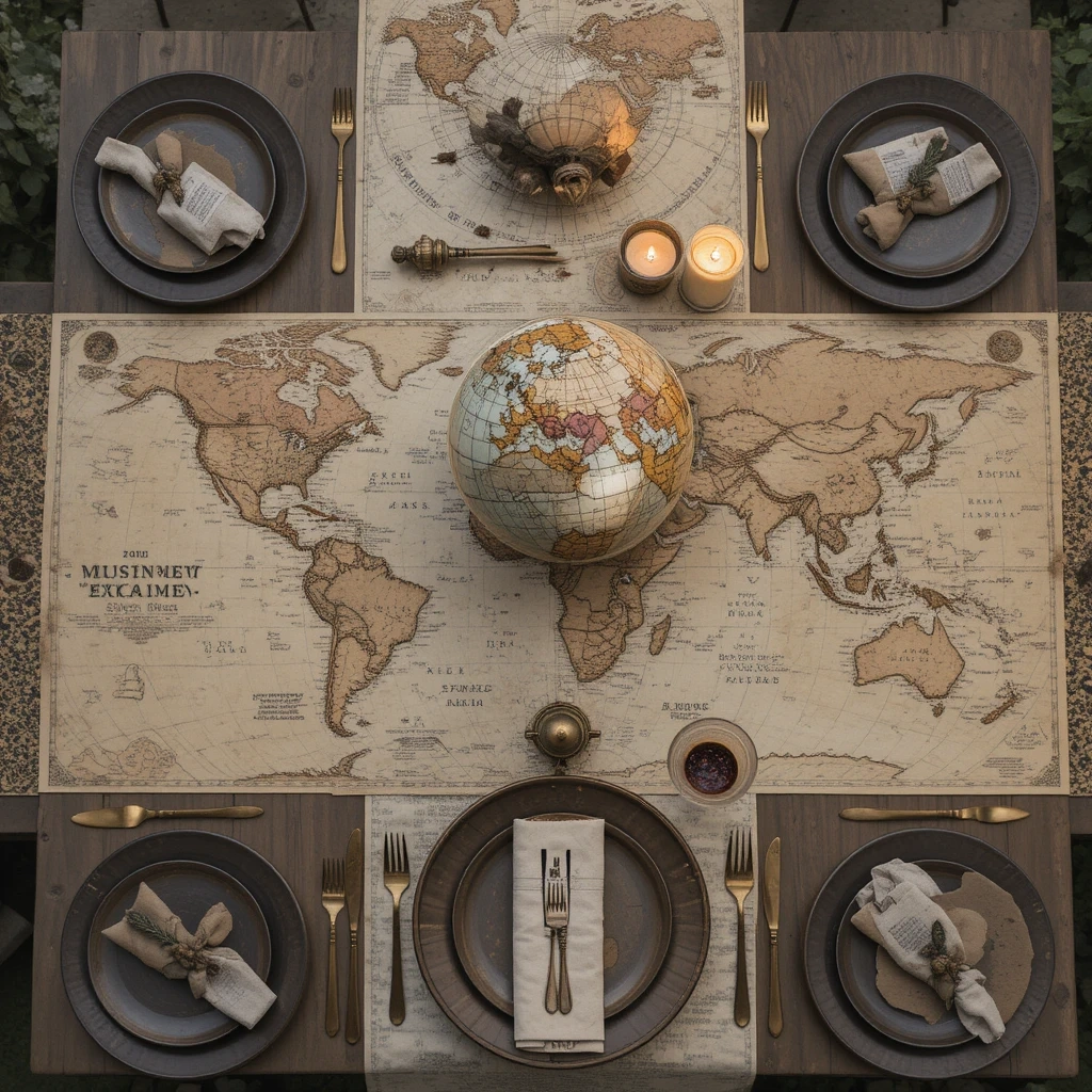 Antique Map Table Runner