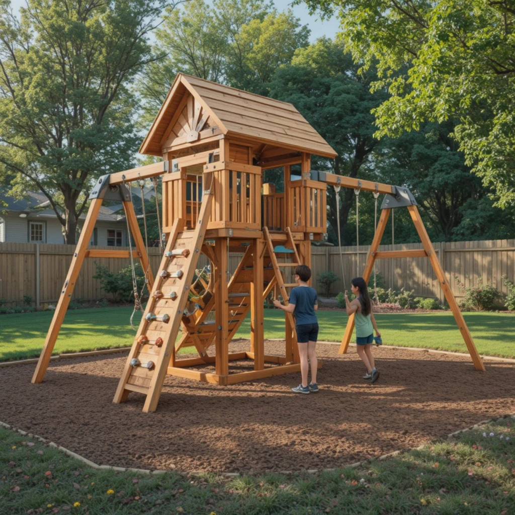 Backyard Obstacle Course Swing Set
