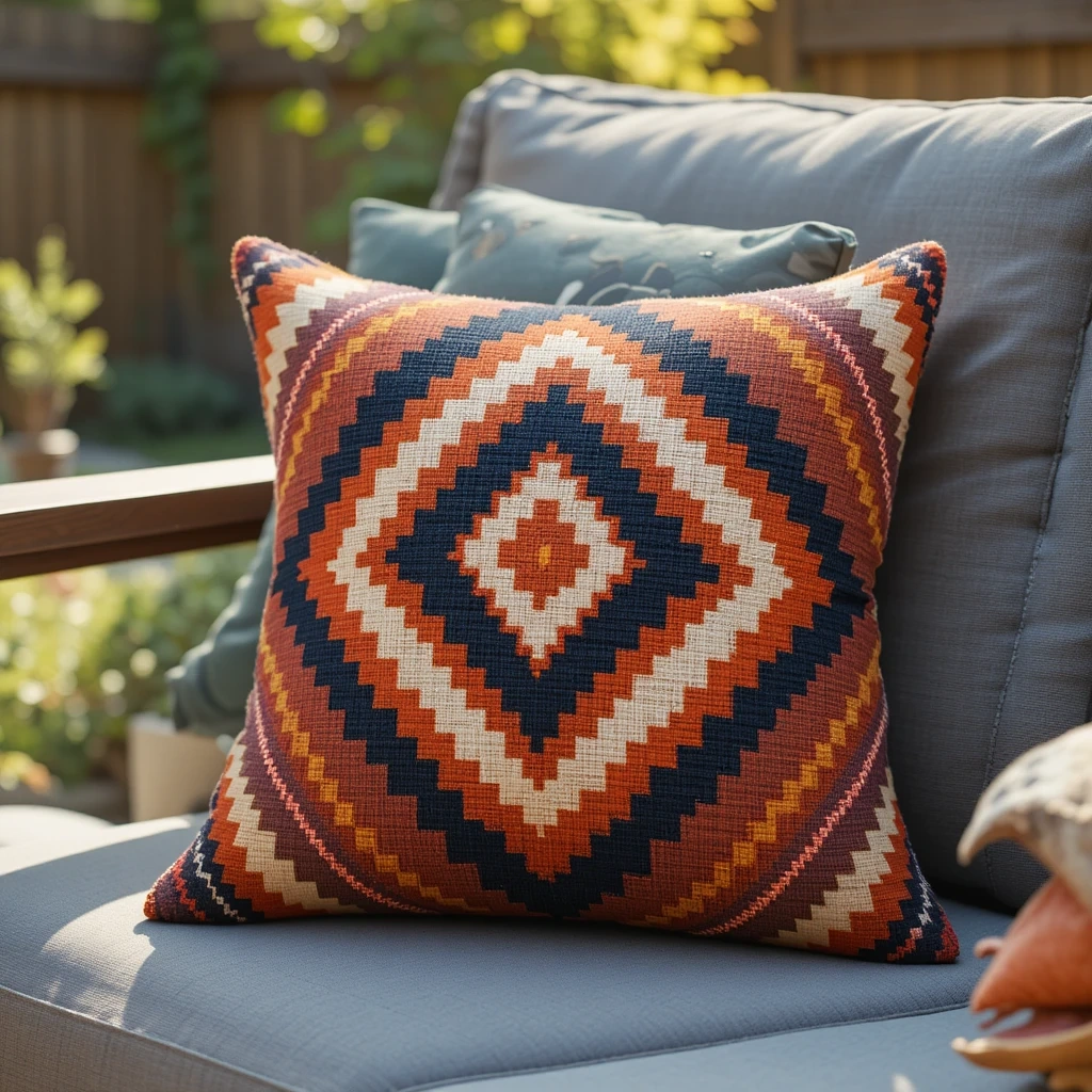 Boho Diamond Pattern Pillow