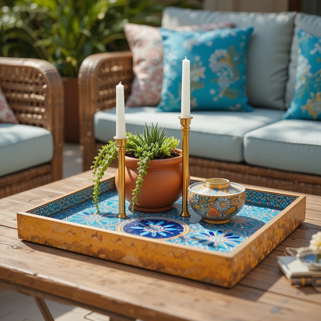 Broken Mosaic Tile Tray Vignette