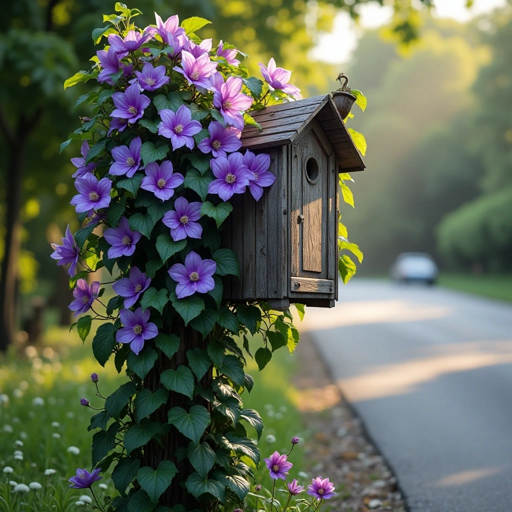 Climbing Vine on a Wooden Post