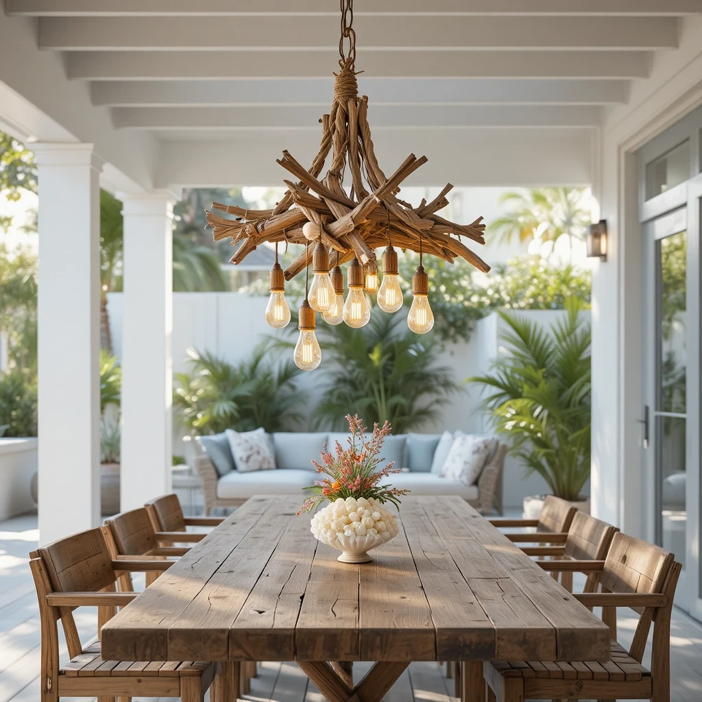 Coastal Rope & Driftwood Chandelier