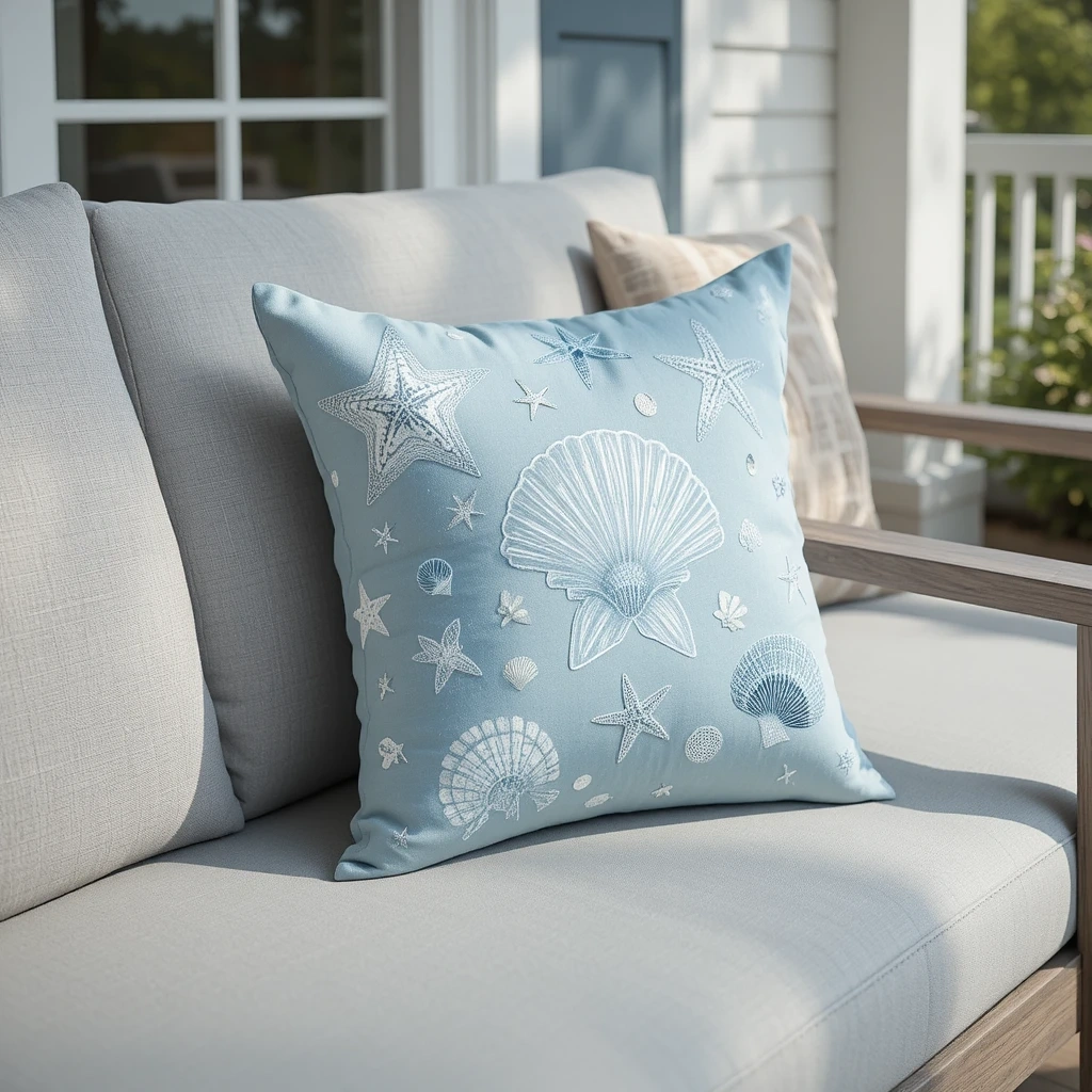 Coastal Seashell & Sand Dollar Pillow
