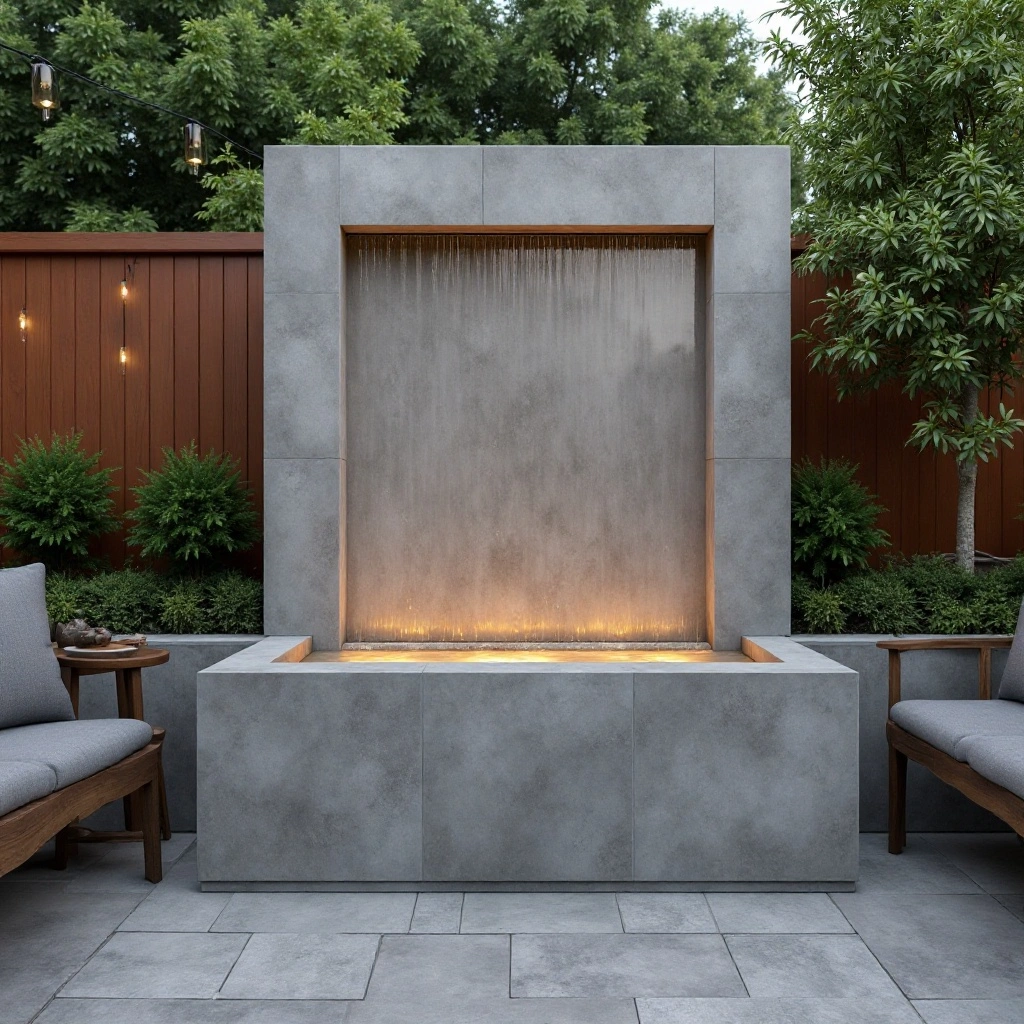 Concrete Block Fountain Wall