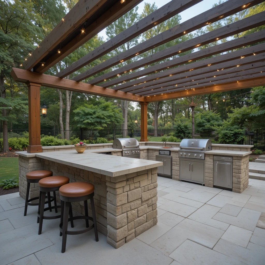 Concrete Patio with Outdoor Kitchen Integration
