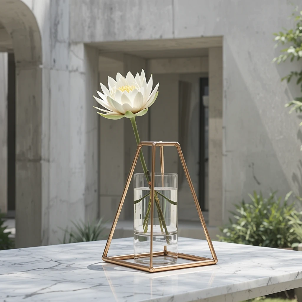 Copper Pipe Geometric Sculpture Vase