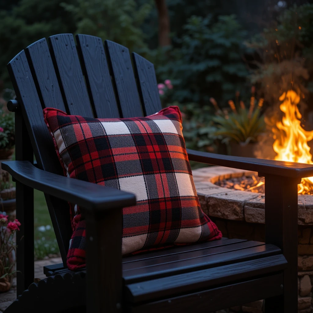 Cozy Plaid Outdoor Pillow
