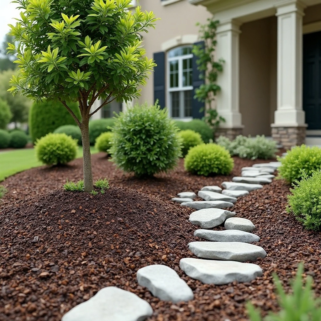 Decorative Mulch and River Rock Accents