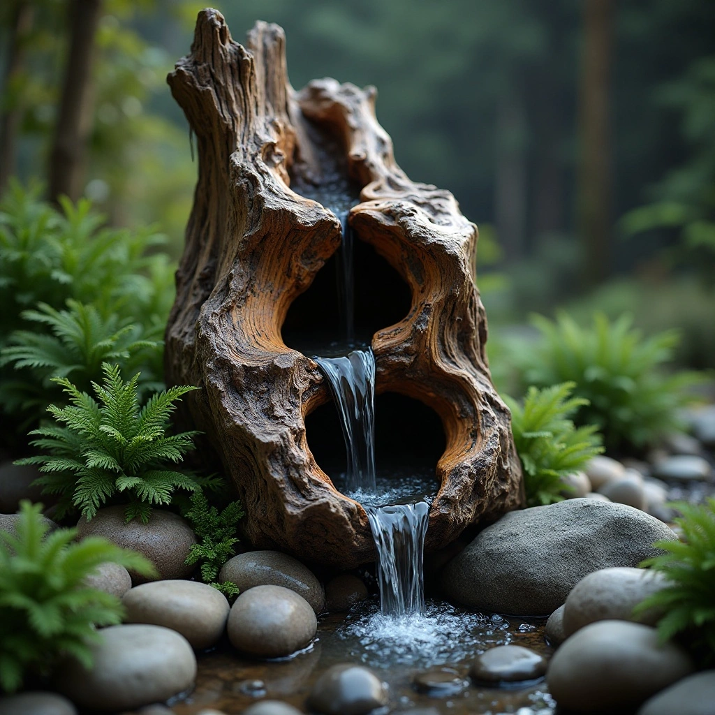 Driftwood & Rock Natural Fountain