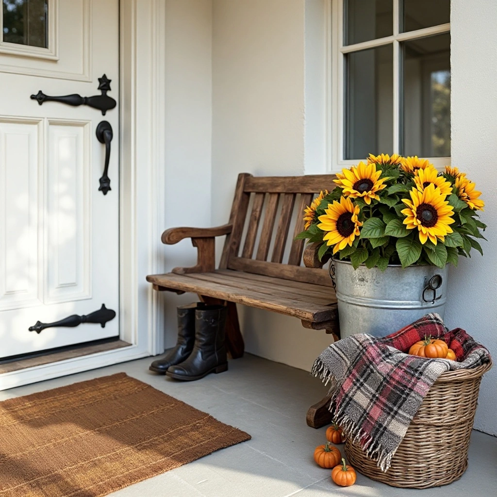 Farmhouse Bench with Boot Tray Entry