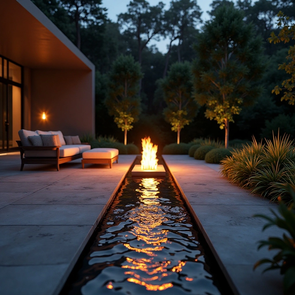 Fire Pit with Water Feature Combination