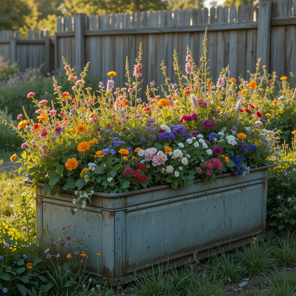 Galvanized Metal Trough Planter