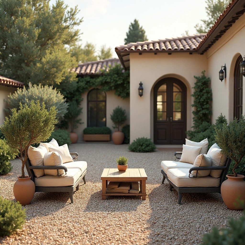 Gravel Courtyard with Outdoor Sofas