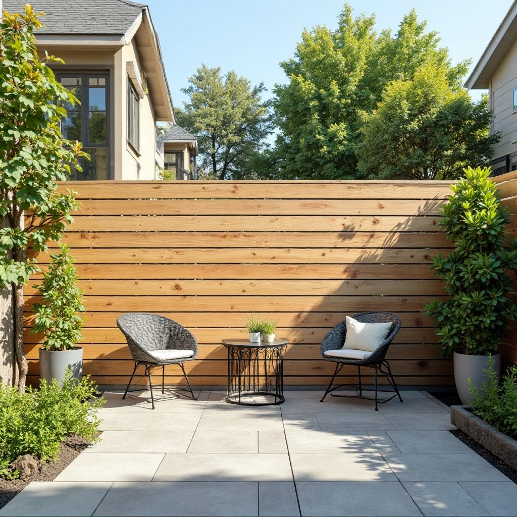 Horizontal Wood Slat Fence